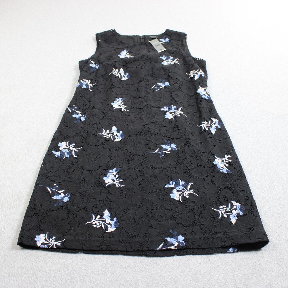 Ann Taylor Dress Women 6 Petite Black Floral Lace Shift Embroider Office Career